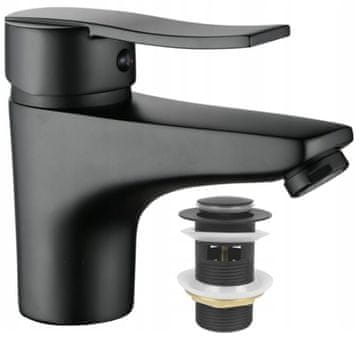 shumee Črna enoročna samostoječa armatura za umivalnik s klik-klak zamaškom