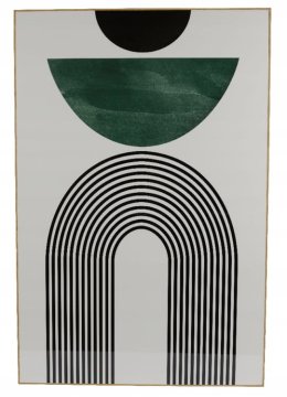 shumee Slika v zelenih in črnih tonih z rjavim MDF okvirjem, 60x90 cm