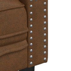 Vidaxl Komplet Chesterfield kavčev 2-delna rjavo umetno usnje