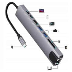 MG H1 9in1 HUB adapter USB-C, siva