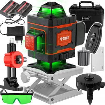 Dexxer Aku. 16 linijski zeleni gradbeni laserski nivelir 2x 2400mah LL37P