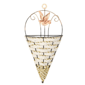 Netscroll Stenska viseča košara za rastline, rustikalni ratan, idealna za okrasje iz suhega cvetja, za popestritev sten v vsakem prostoru, BasketVase