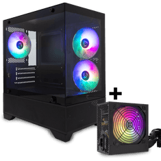 White Shark KOMPLET ohišje TORPEDO BLACK + 3x ventilatorji COMET RGB + CAPTAIN 500W 80+ napajalnik 