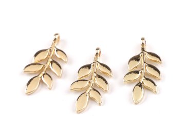 Kovinski obesek / list za zadrgo 12x24 mm - zlata (3 kosi)