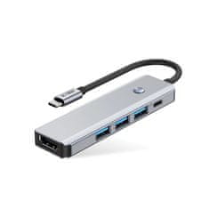 Tech-protect HB01 HUB adapter USB-C - 3x USB 3.0 / HDMI 4K / USB-C 100W, siva
