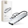 Tech-protect HB06 HUB adapter USB-C + USB - 4x USB / USB-C / SD / TF / AV 3.5, siva
