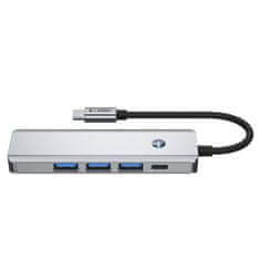 Tech-protect HB01 HUB adapter USB-C - 3x USB 3.0 / HDMI 4K / USB-C 100W, siva