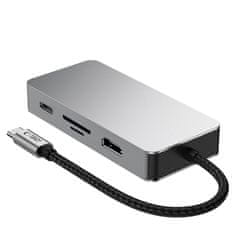 Tech-protect HB05 HUB adapter USB-C - 3x USB / HDMI 4K / SD / TF / USB-C 100W / RJ45, siva