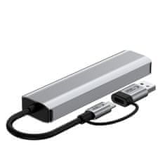 Tech-protect HB03 HUB adapter USB-C + USB - 3x USB / USB-C / RJ45, siva