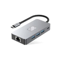 Tech-protect HB05 HUB adapter USB-C - 3x USB / HDMI 4K / SD / TF / USB-C 100W / RJ45, siva