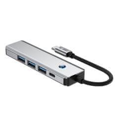 Tech-protect HB01 HUB adapter USB-C - 3x USB 3.0 / HDMI 4K / USB-C 100W, siva