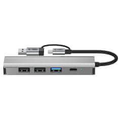 Tech-protect HB03 HUB adapter USB-C + USB - 3x USB / USB-C / RJ45, siva