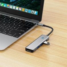 Tech-protect HB01 HUB adapter USB-C - 3x USB 3.0 / HDMI 4K / USB-C 100W, siva