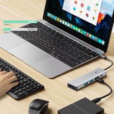 Tech-protect HB01 HUB adapter USB-C - 3x USB 3.0 / HDMI 4K / USB-C 100W, siva