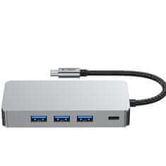 Tech-protect HB05 HUB adapter USB-C - 3x USB / HDMI 4K / SD / TF / USB-C 100W / RJ45, siva