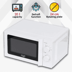 Adler Mikrovalovna pečica AD 6205, 20L, 700W, bela