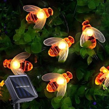 Netscroll Solarna svetilka s 30 LED lučkami v obliki čebel, sončna čebelja svetlobna veriga, vodoodporne zunanje lučke za vrt, teraso, praznično dekoracijo, poroke in zabave, 6,5m, BeeLights