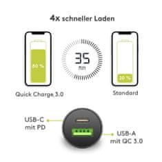 Goobay Dual-USB Auto Fast Charger USB-C črn avtomobilski polnilnik