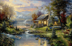 Norimpex Diamantna slika Gorska koča ob jezeru 30x40cm