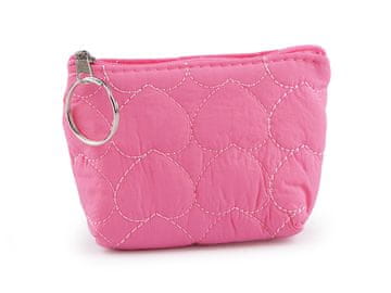 Majhna denarnica / obesek za ključe srce, prešita 11x8 cm - roza