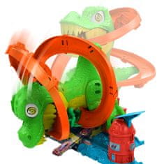 Hot Wheels Igralni komplet City T-Rex Attacks Fire Station, angleški JBM73