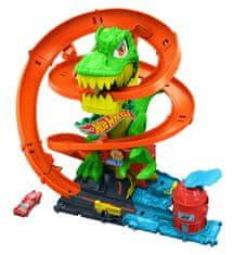 Hot Wheels Igralni komplet City T-Rex Attacks Fire Station, angleški JBM73