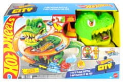 Hot Wheels Igralni komplet City T-Rex Attacks Fire Station, angleški JBM73