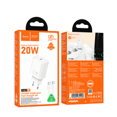 Hoco Polnilec N60 GaN PD 20W Type C s kablom Type C na Type C za Samsung - bel