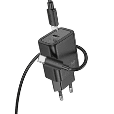 Hoco Polnilec N60 GaN PD 20W Type C s kablom Type C na Type C za Samsung - črn