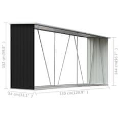 Vidaxl Vrtna lopa za drva pocinkano jeklo 330x84x152 cm antracitna