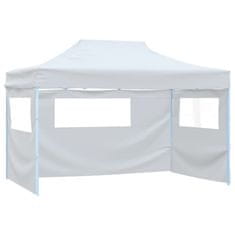 Vidaxl Zložljiv vrtni šotor s 3 stranicami 291x413x315 cm bel