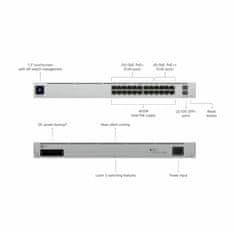 Ubiquiti stikalo 1G 24-port rack 2xSFP 24x PoE Unifi Gen2 USW-Pro-24-PoE