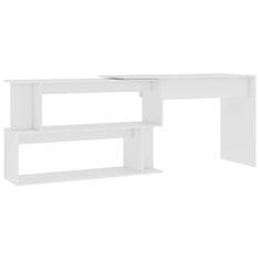 Vidaxl Kotna pisalna miza bela 200x50x76 cm iverna plošča