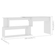 Vidaxl Kotna pisalna miza bela 200x50x76 cm iverna plošča
