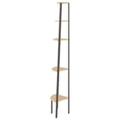 Vidaxl 5-nadstropni kotni regal svetlo rjav in črn 45,5x31,5x180 cm