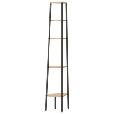 Vidaxl 5-nadstropni kotni regal svetlo rjav in črn 45,5x31,5x180 cm