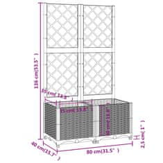 Vidaxl Cvetlično korito z oporno mrežo črno 80x40x136 cm PP