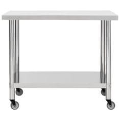 Vidaxl Kuhinjska delovna miza s kolesi 80x60x85 cm nerjaveče jeklo