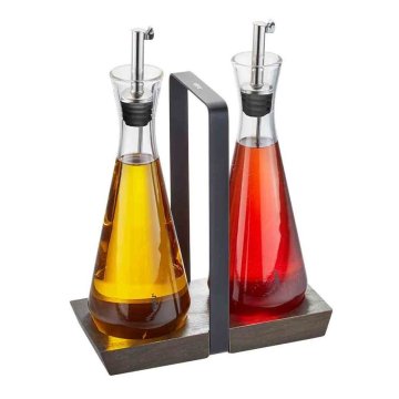 Gefu Xplosion 2 kos steklenih steklenic za olje in kis s stojalom