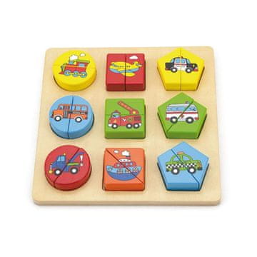 Viga Lesene vstavljanje puzzle oblike z avtomobili
