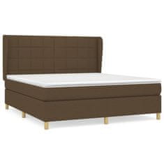Vidaxl Box spring postelja z vzmetnico temno rjava 160x200 cm blago