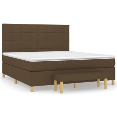 Vidaxl Box spring postelja z vzmetnico temno rjava 160x200 cm blago