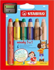 Stabilo BARVICE WOODY 3V1 1/6 + Šilček MIX BARVE + šilček