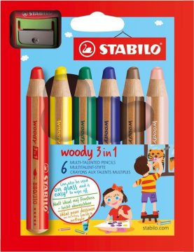 Stabilo BARVICE WOODY 3V1 1/6 + Šilček MIX BARVE + šilček