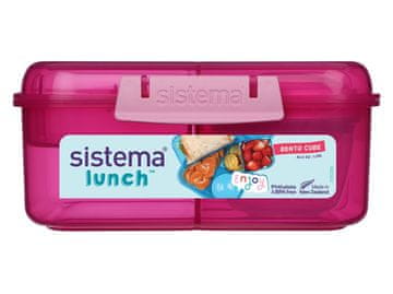 Sistema Split Lunch Box kocka za kosilo Bento s posodico za jogurt in 2 pladnjema 1,25 l, roza