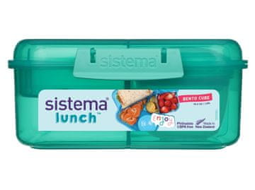 Sistema Split Lunch Box kocka za kosilo Bento s posodico za jogurt in 2 pladnjema 1,25 l, meta