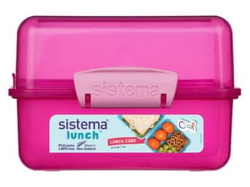 Sistema Lunch Cube škatla za malico z 2 predaloma, 1,4 l, roza
