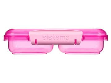Sistema Lunch Mala razdeljena škatla za prigrizke z dvema predaloma, 350 ml, roza