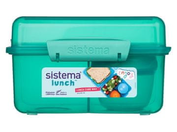 Sistema Split Lunch Box Lunch Cube Max s posodico za jogurt z dvojnim pokrovom, 2 l, meta