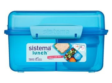 Sistema Lunch Cube Max deljena škatla za kosilo s posodico za jogurt z dvojnim pokrovom, 2 l, modra